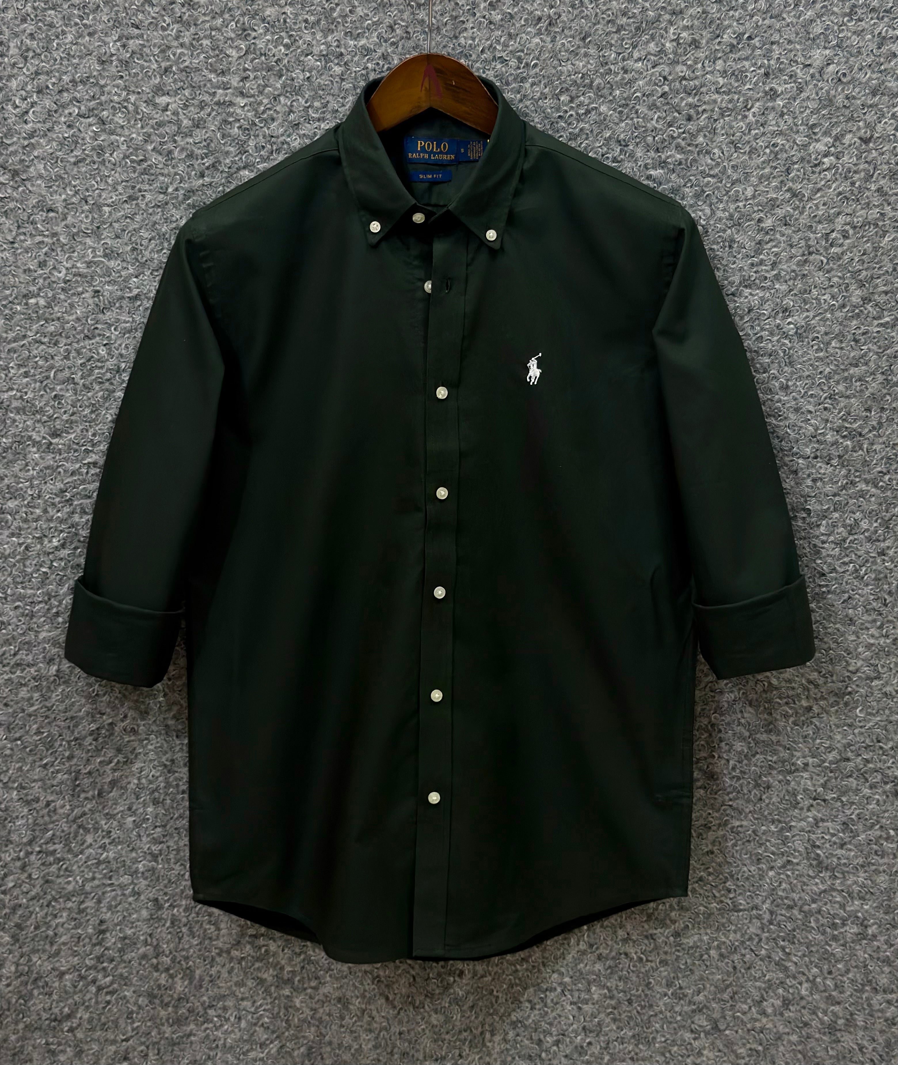 Premium Solid LOGO Oxford Cotton Shirt RLS Green 204