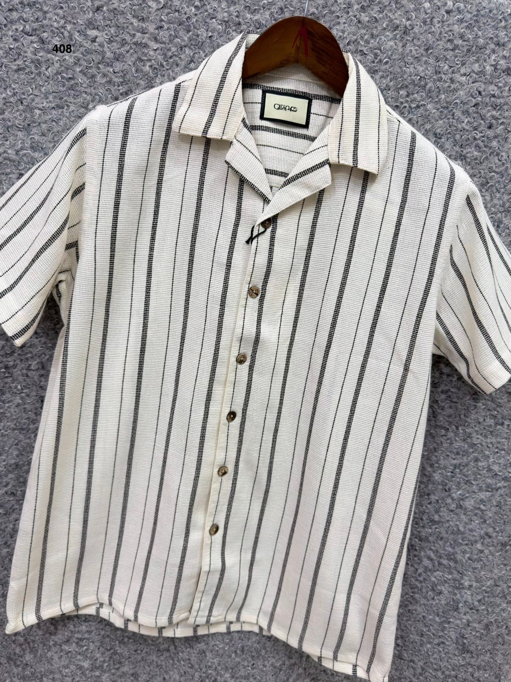 Premium Classic Cuban Collar Stripe Shirt GCST 408