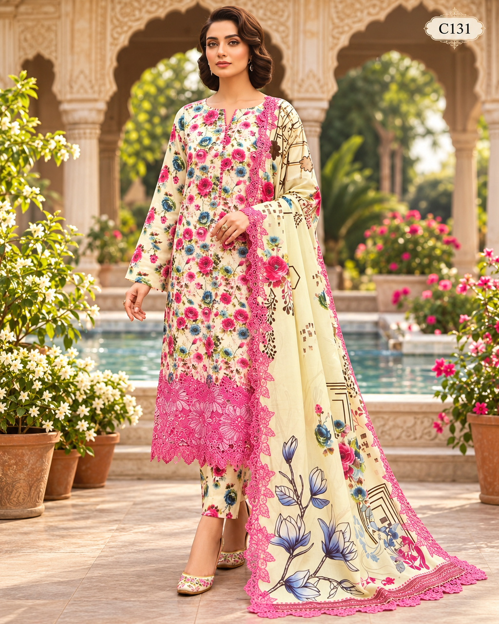 Premium Women's Floral Printed Three Piece Set – C131