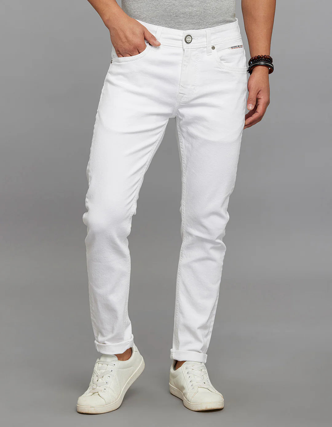 Rookies Denim Tapered Ankle-Length Stretch Jeans - White RJ6284