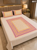 Luxury Pink Mustard Geometric Block Bedsheet-BB17