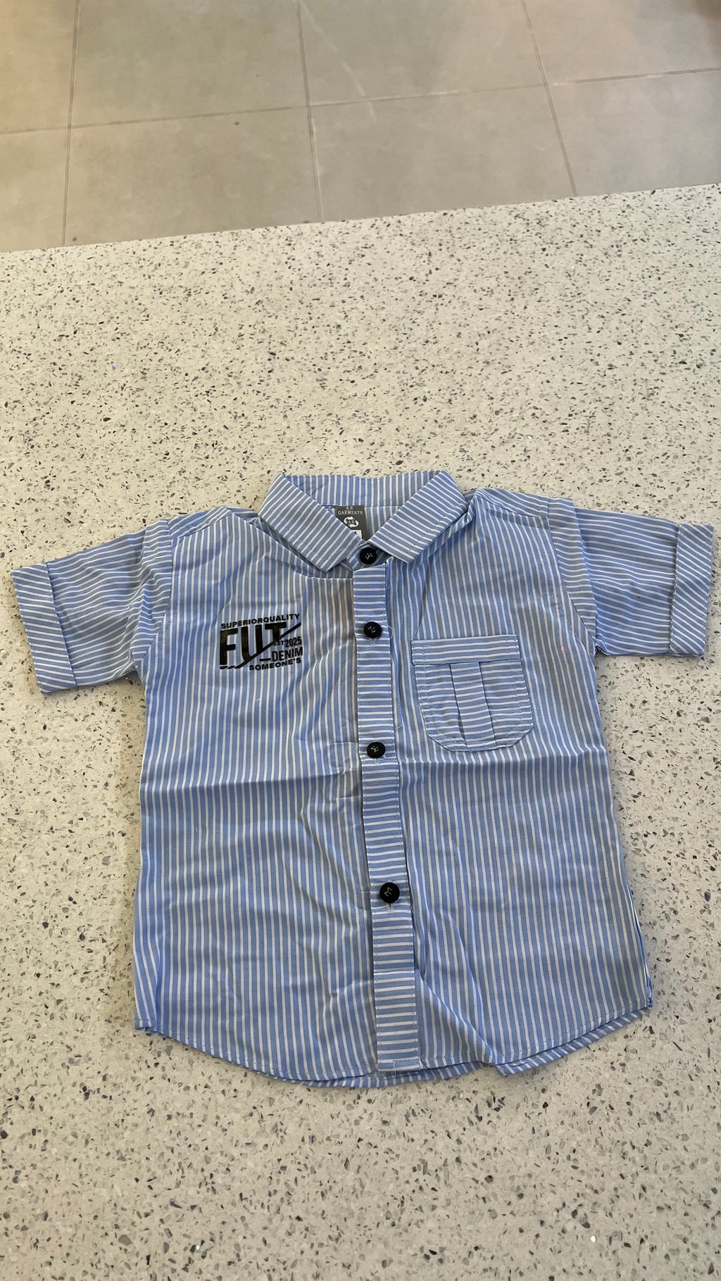 Premium Boys Striped Shirt & Denim Shorts Set-BO282