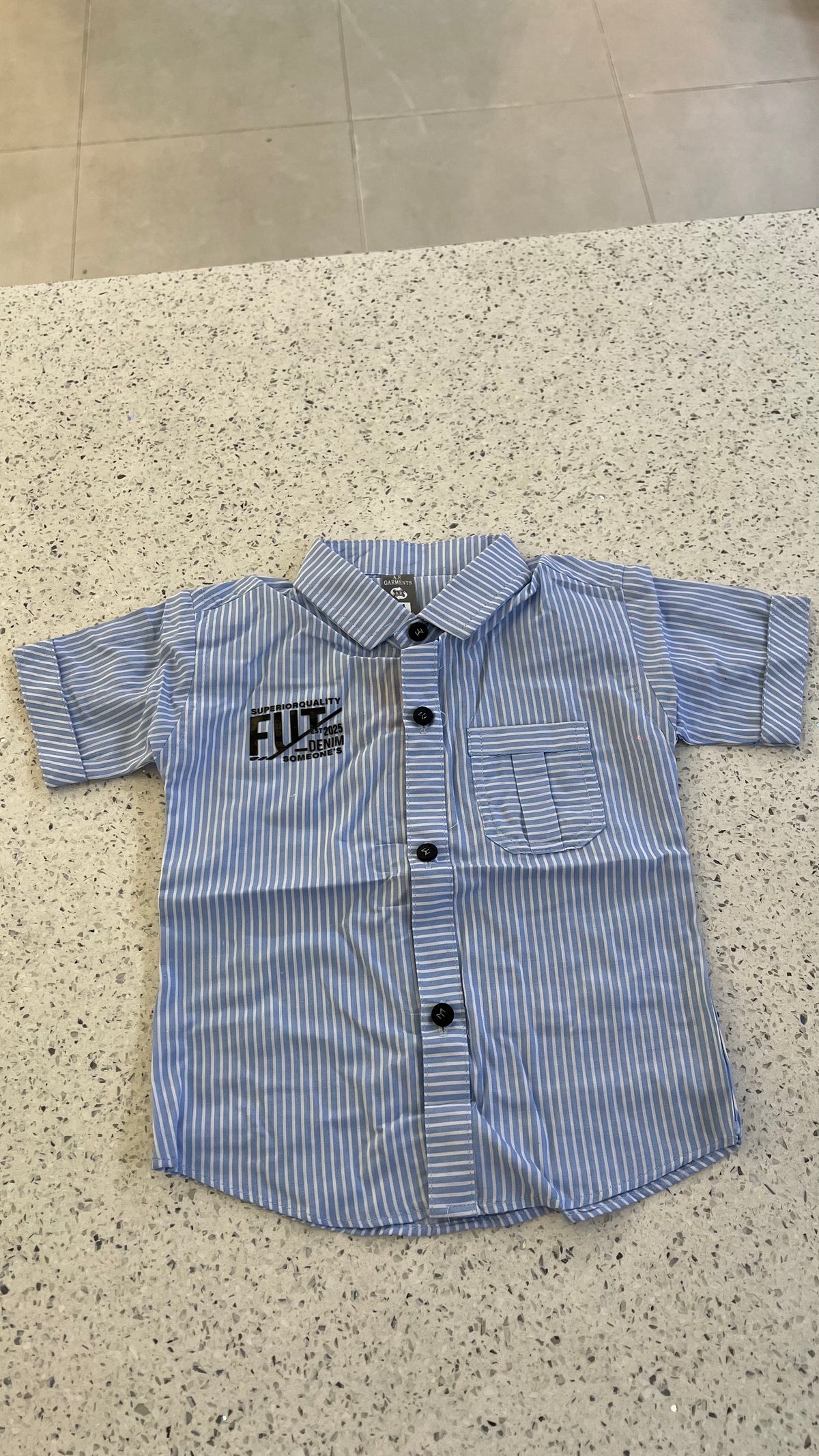 Premium Boys Striped Shirt & Denim Shorts Set-BO282
