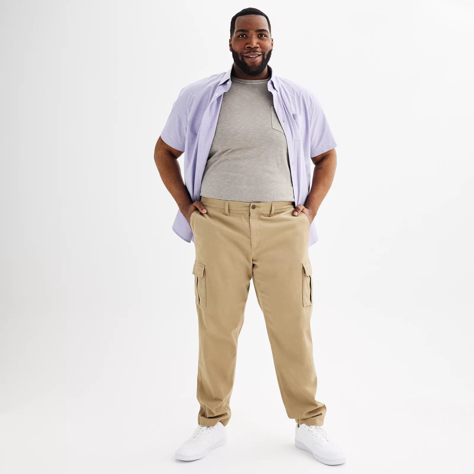 Men’s Flexwear Straight Fit Cargo Pants – cream ash