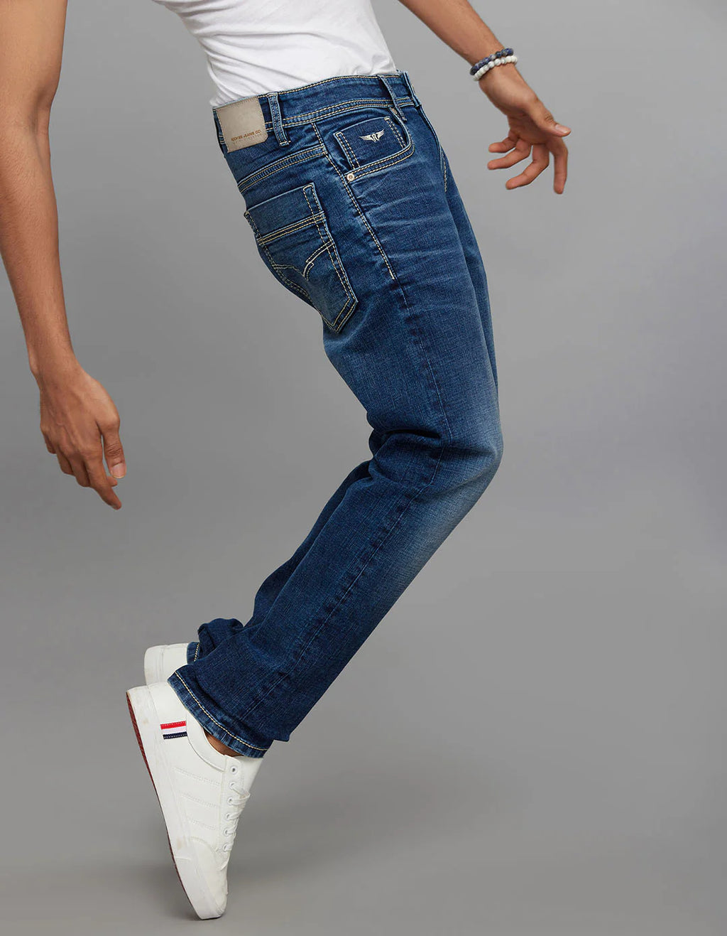 Rookies Mid-Rise Slim Straight Fit Jeans - Medium Blue RJ6389