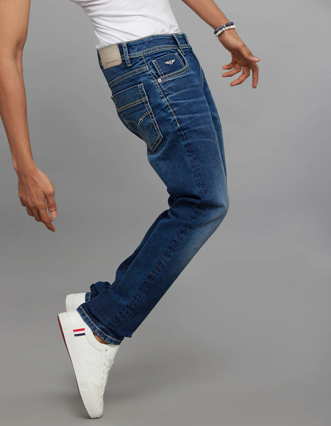 Rookies Mid-Rise Slim Straight Fit Jeans - Medium Blue RJ6389