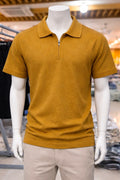 Men's Premium Masterd Colour Textured Zip Polo T-Shirt 558