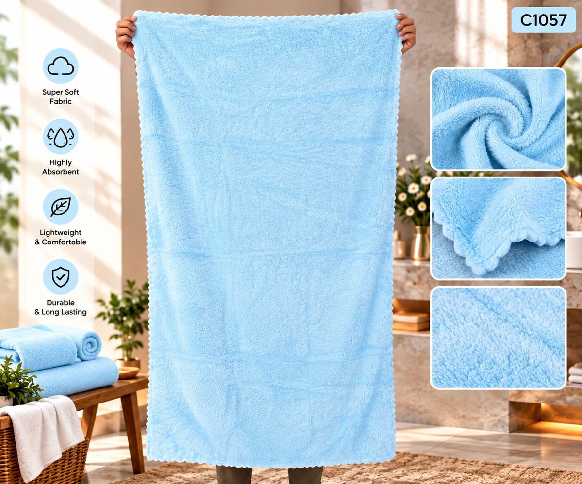 Premium Plush Scalloped Edge Bath Towel – C1057
