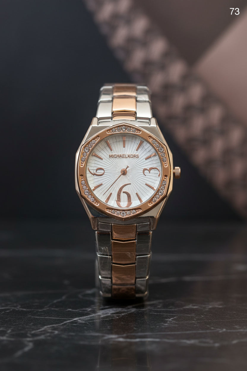 LW73 MK Crystal Bezel Strap Watch