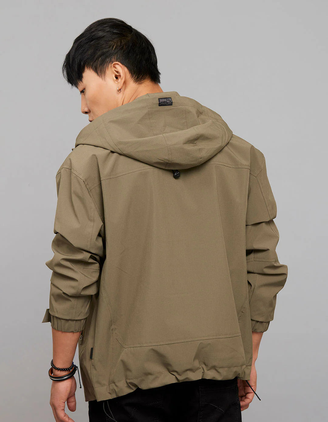 Olive Zipper Front Closure Long Sleeves Utility Jacket RJJ547A