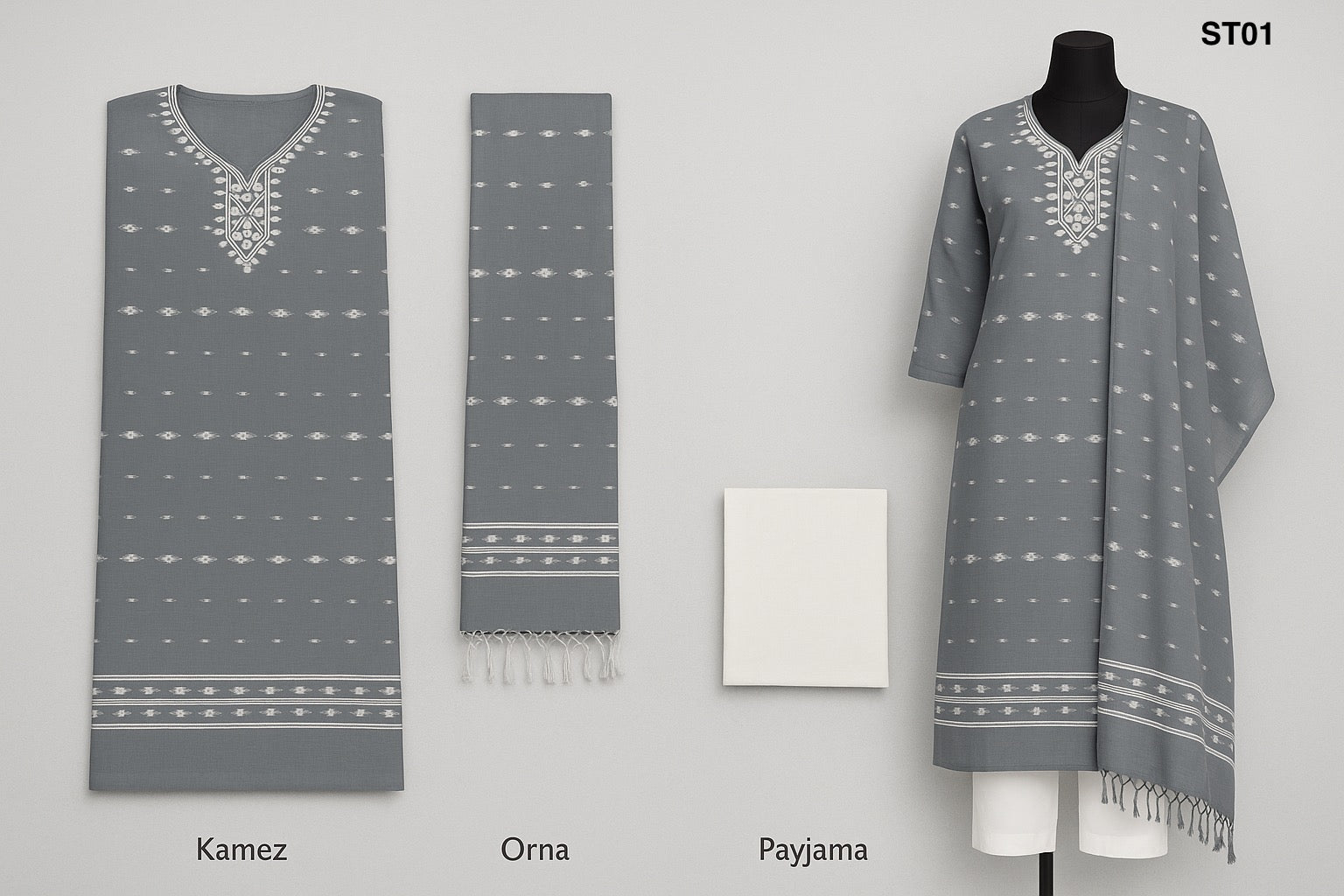 Half Silk Three Piece ST01