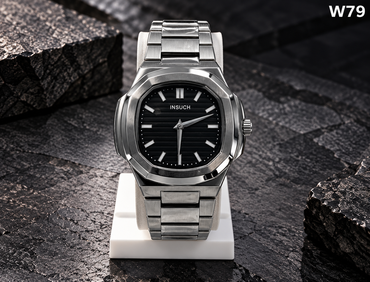 Men's Premium Octagonal Stainless Steel Analog Watch – W79