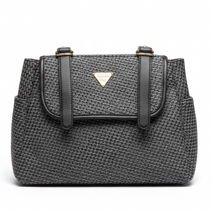 Shara Italy Woven Textured Handbag – Elegant Vegan Leather Trim Tote B001