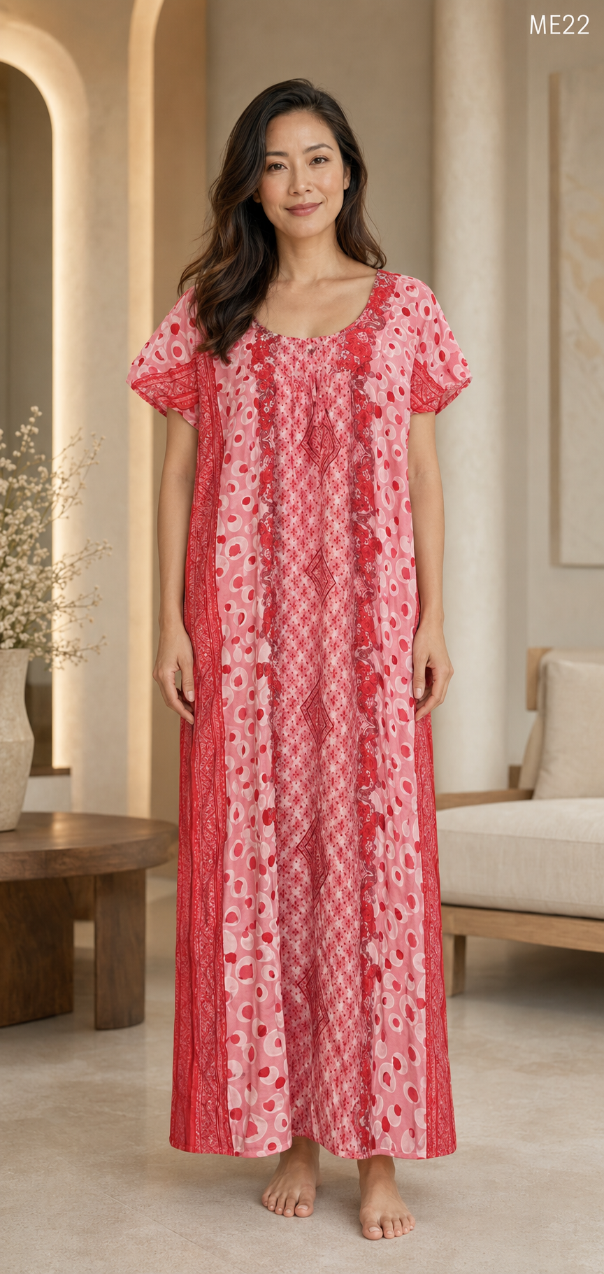 Rose Ethnic Printed Button Maxi Dress-ME22