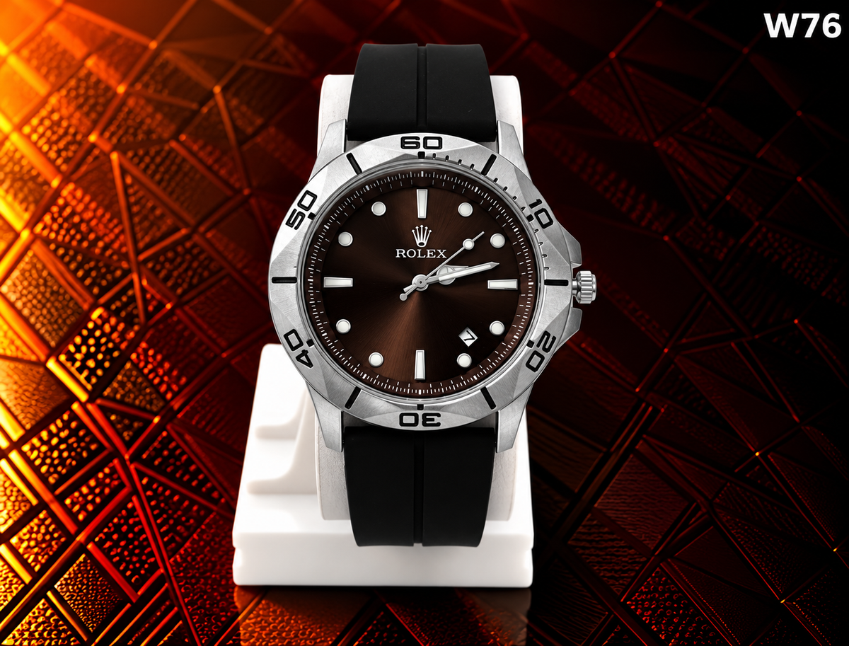 Men's Premium Sporty Date Display Analog Silicone Strap Watch – W76