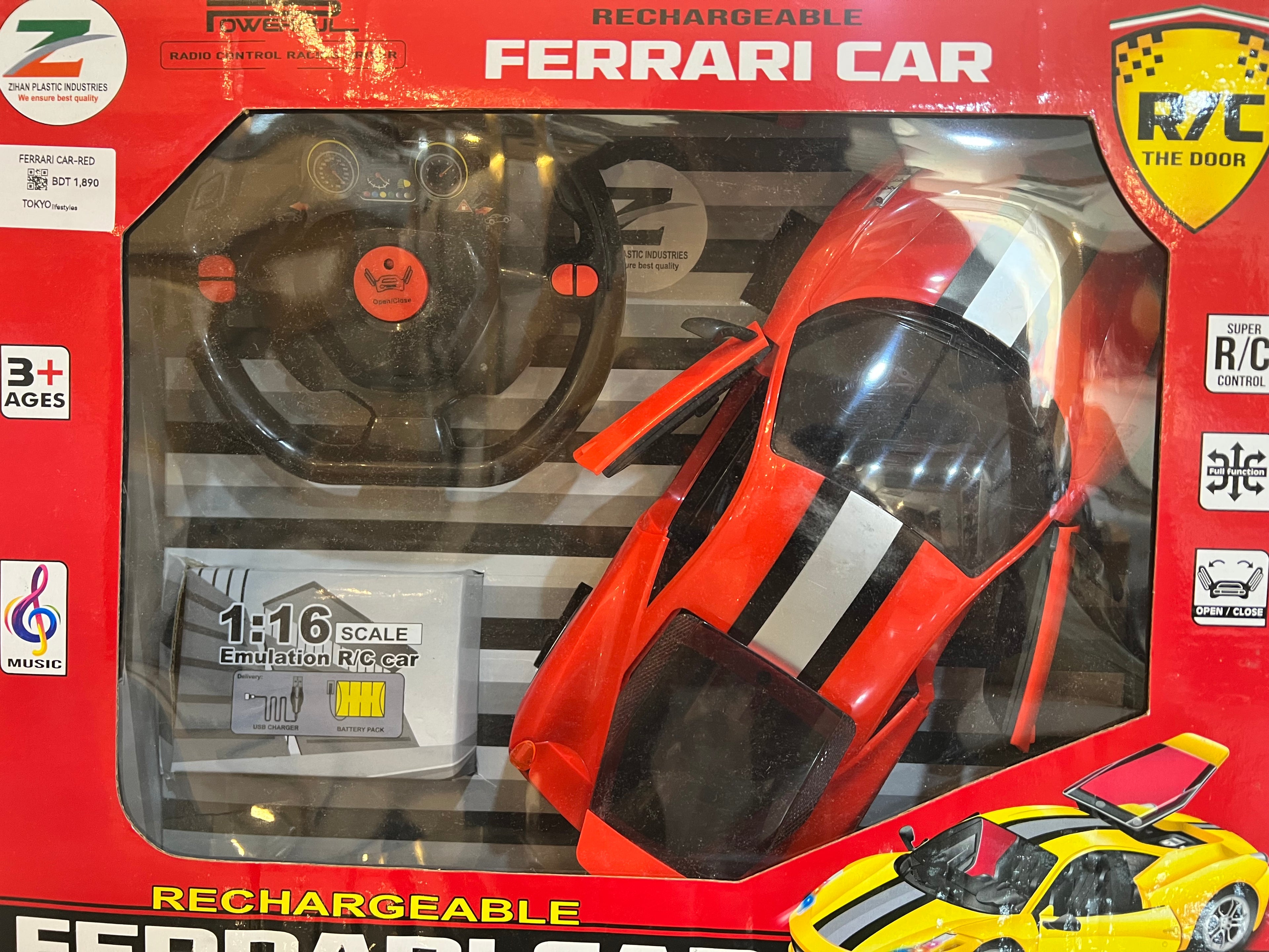 Rechargeable R/C Ferrari Style Racing Car with Remote Control