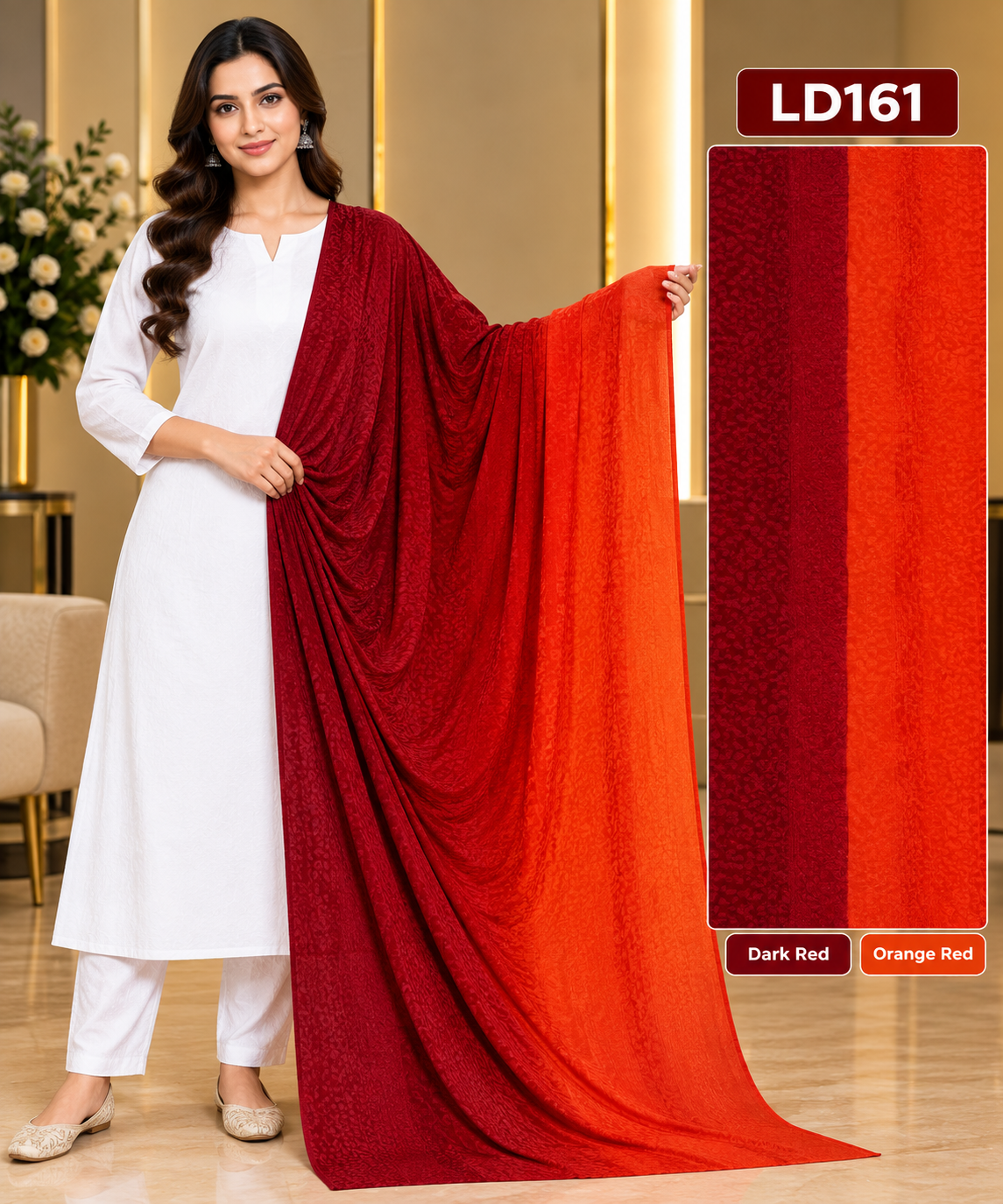 Premium Ladies Ombre Jacquard Dupatta - LD161