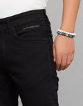 Black 5 Pocket Low-Rise Tapered Ankle Length Stretch Jeans RJ6282
