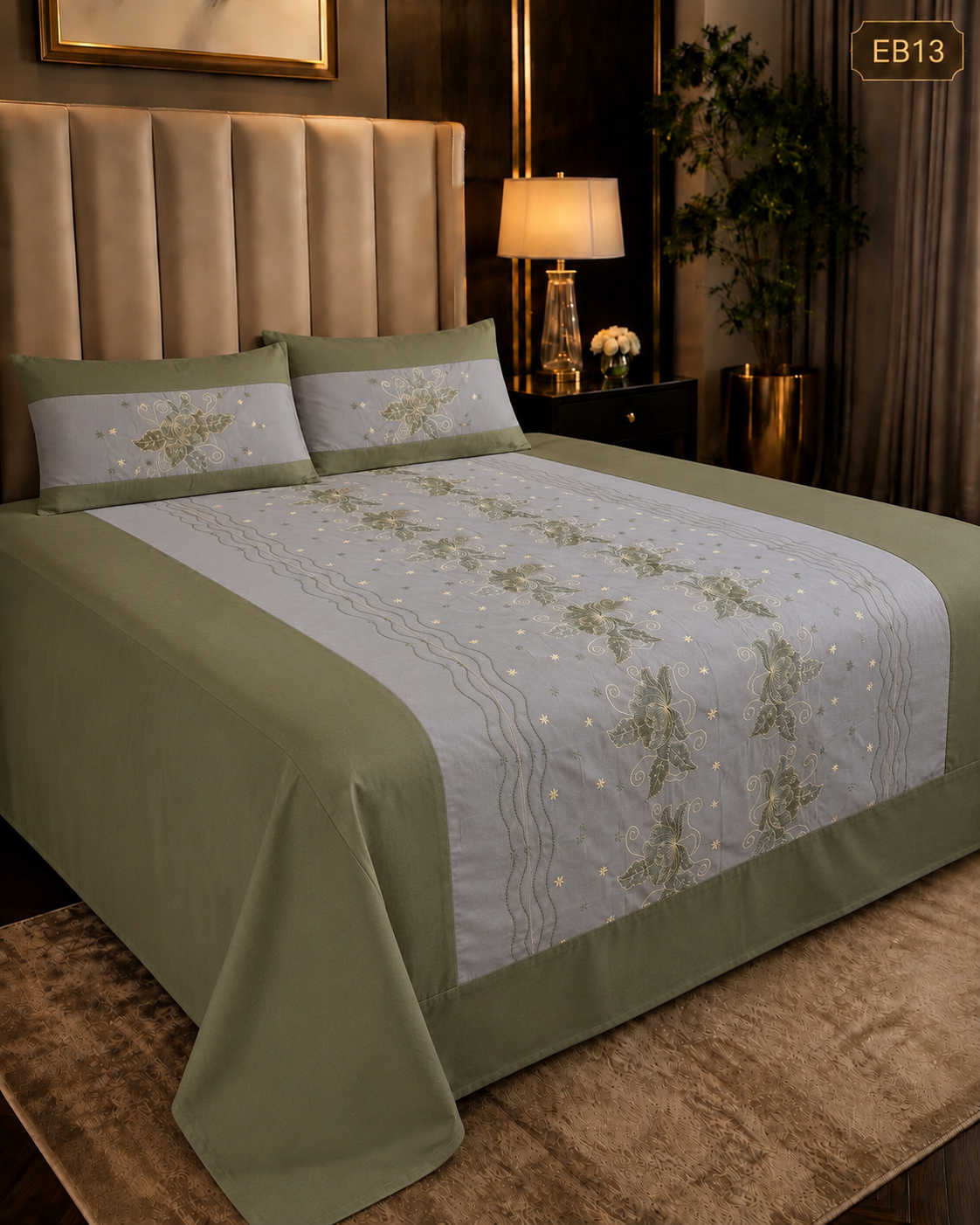 Luxury Floral Embroidered Bedsheet-EB13