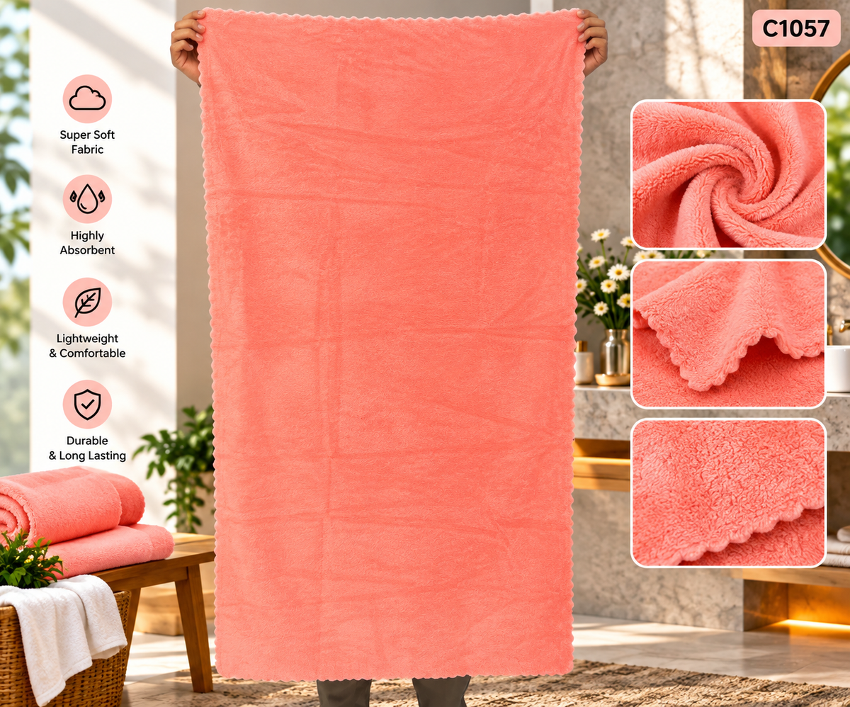Premium Plush Scalloped Edge Bath Towel – C1057