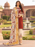 Premium Women's Rust Red & Cream Geometric Printed Three Piece Set – C575