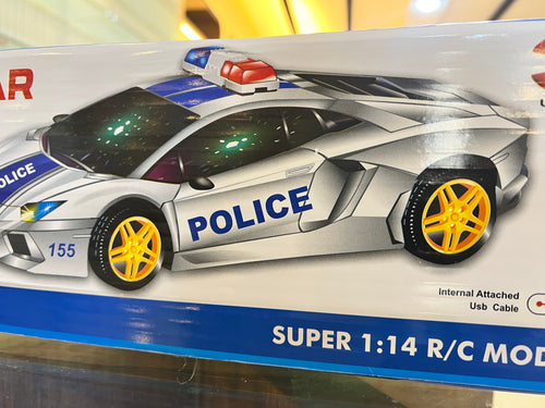 3D Police Car Rechargeable Remote Control Toy with Light & Music