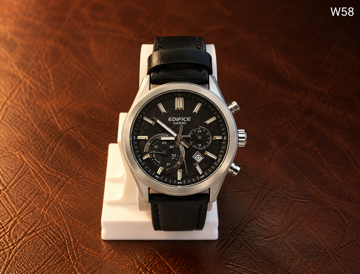 Men's Premium Dual Subdial Analog Leather Strap Watch – W58
