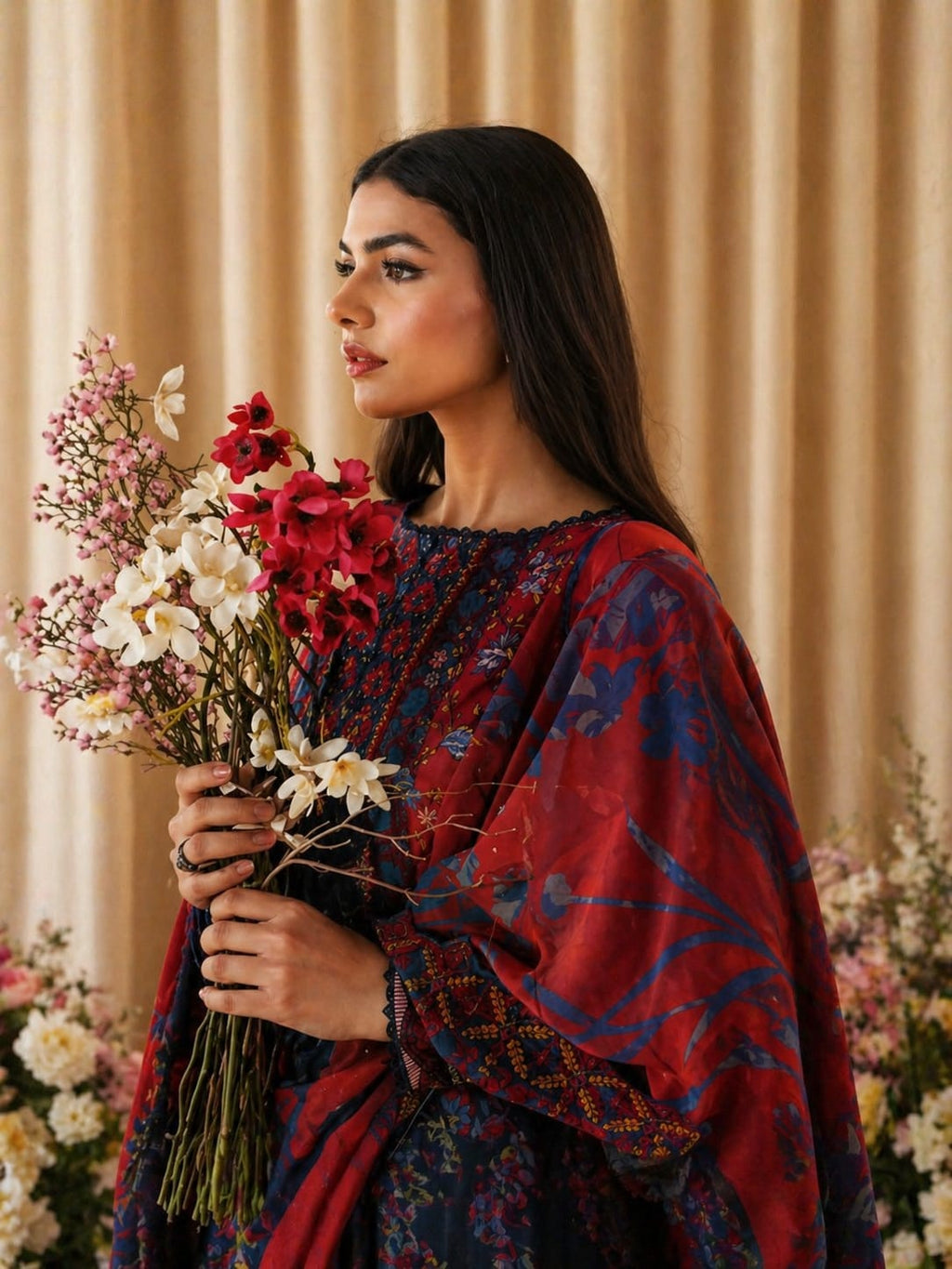 Luxury Digital Printed Lawn Three Piece Set -C198