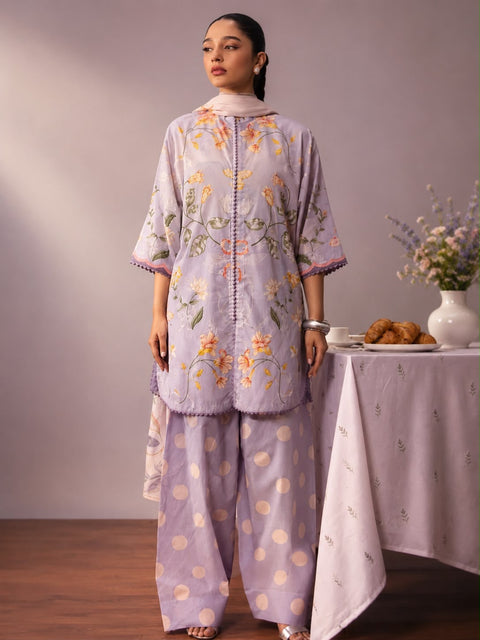 Luxury Digital Printed Lawn Unstitched Three Piece Set -C551