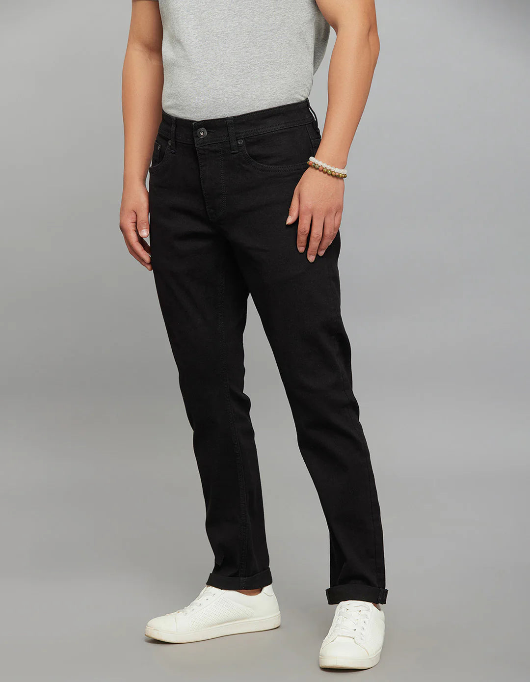 Rookies Denim Tapered Ankle-Length Stretch Jeans - Black RJ6235