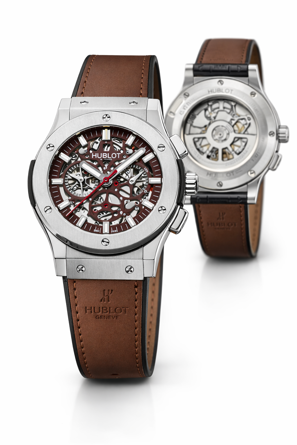 Hublot Skeleton Automatic Watch – Brown Leather Strap  128