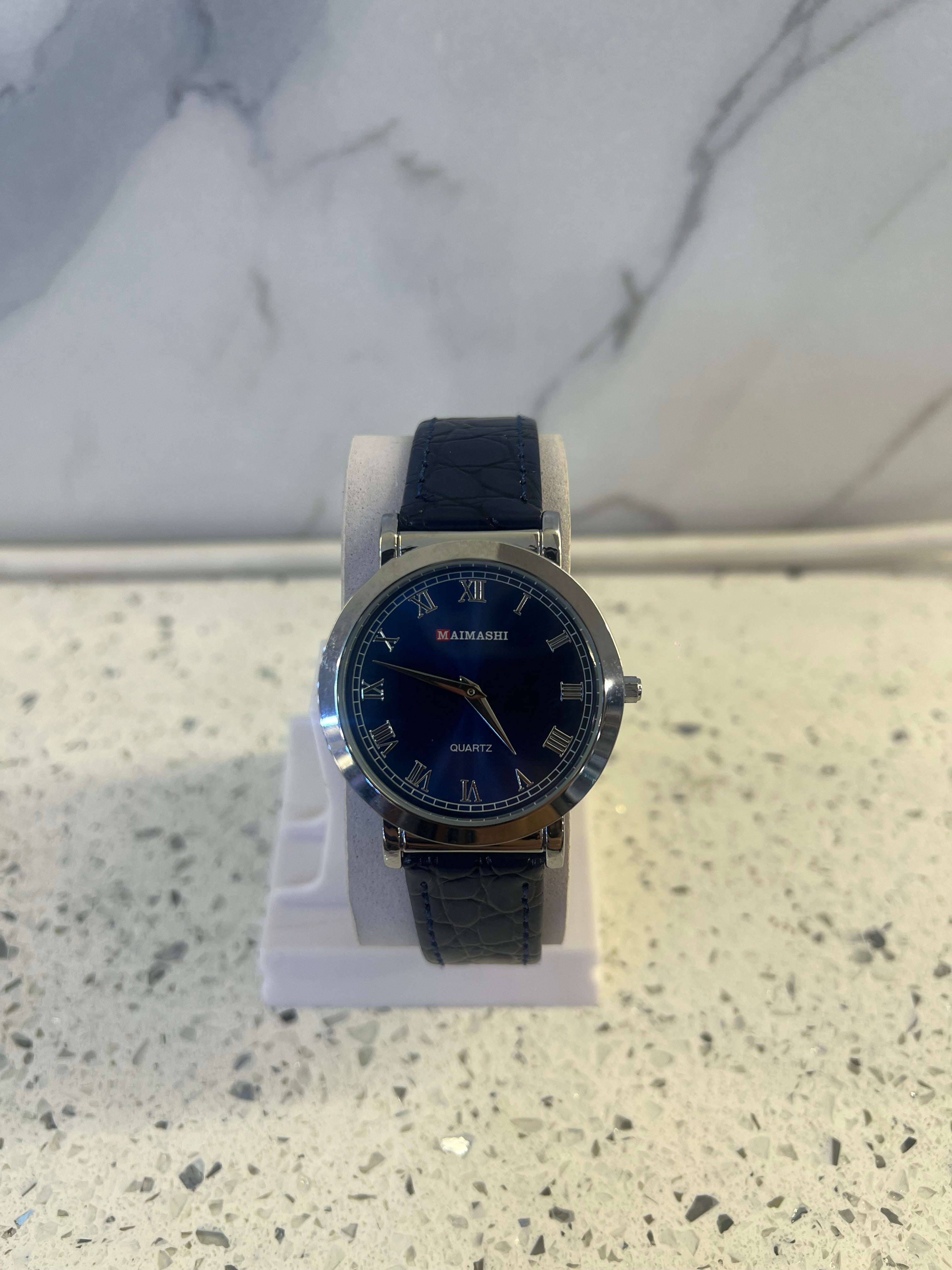 Premium Maimashi Classic Roman Dial Leather Strap Watch – W48