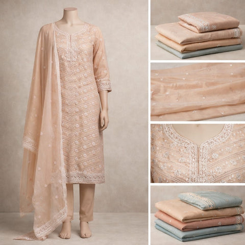 Floral Embroidered Sequin Dress C178 peach