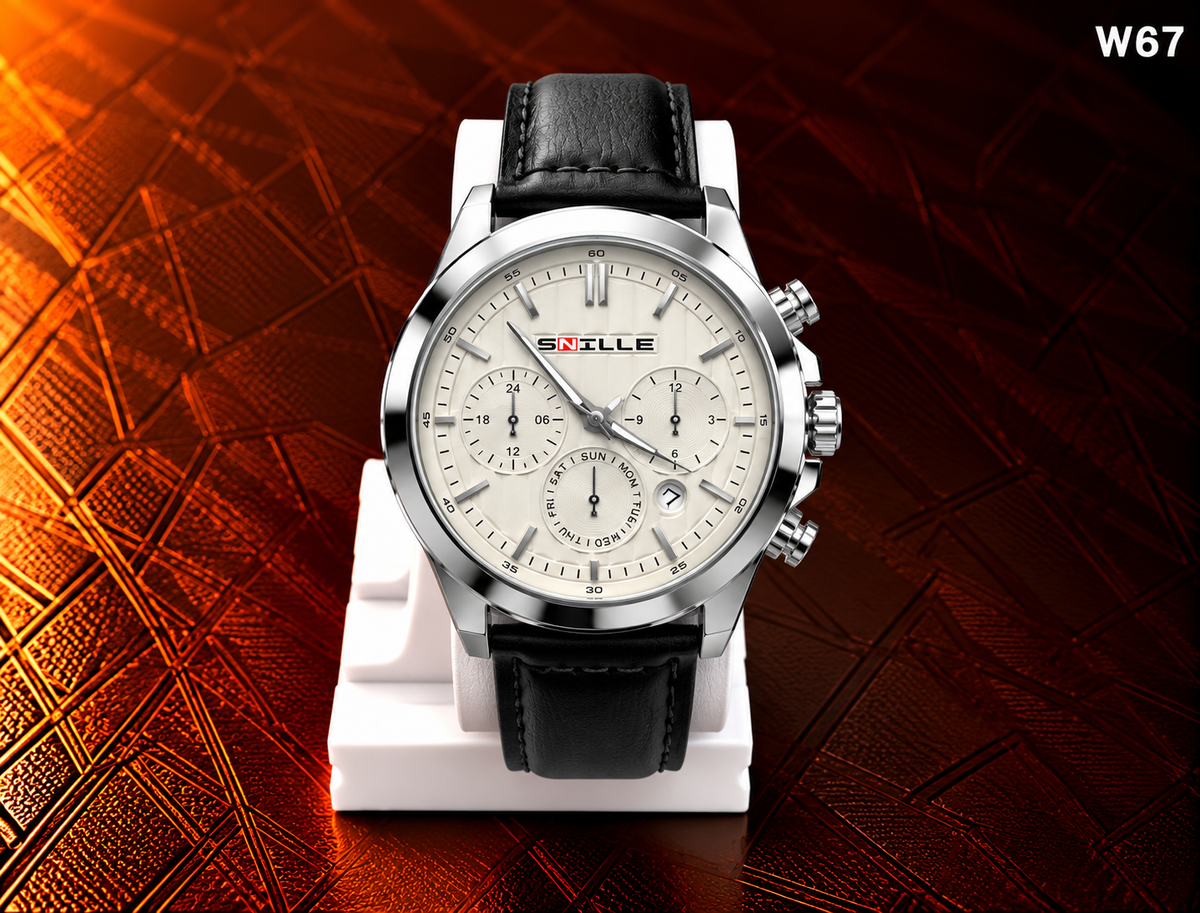 Men's Premium Multi-Dial Analog Leather Strap Watch – W67