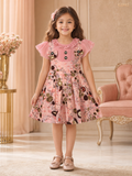 Girls Floral Pinafore Dress With Inner-GD02