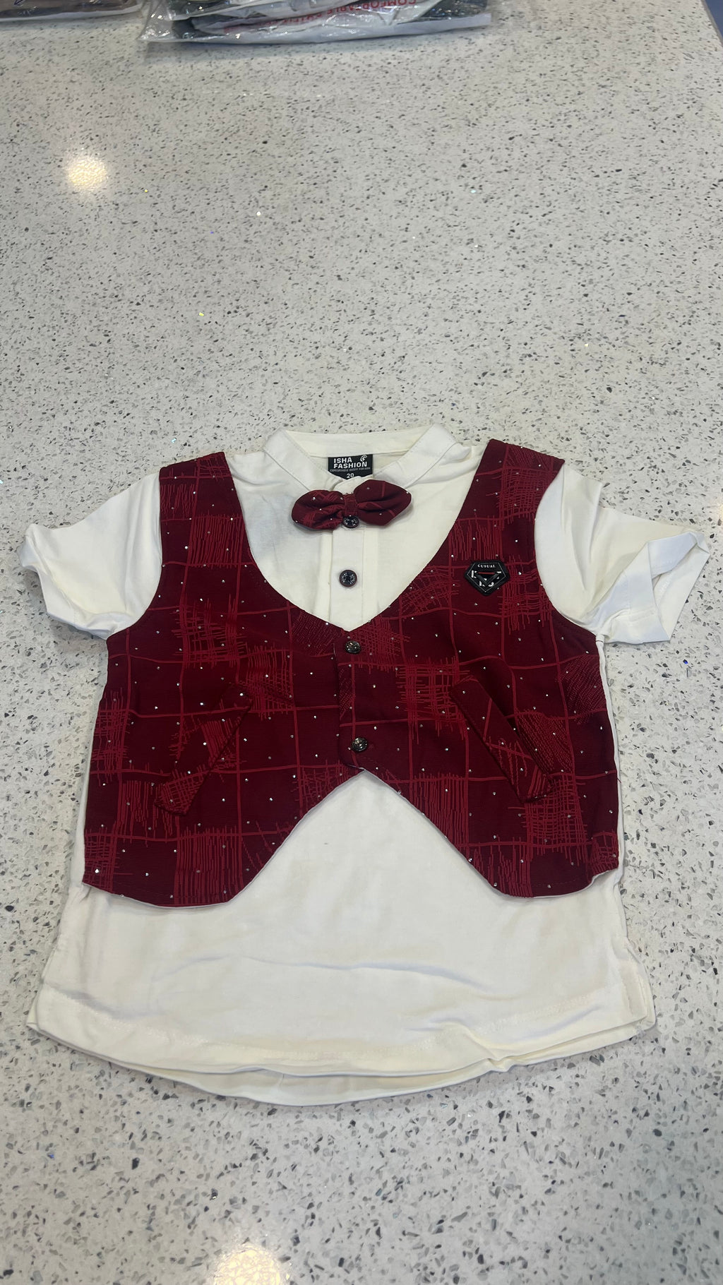 Premium Boys Bow Tie Waistcoat, Shirt & Matching Shorts Set-BW04