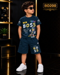 Boys Premium Boss Graphic T-Shirt & Shorts Set-BO200