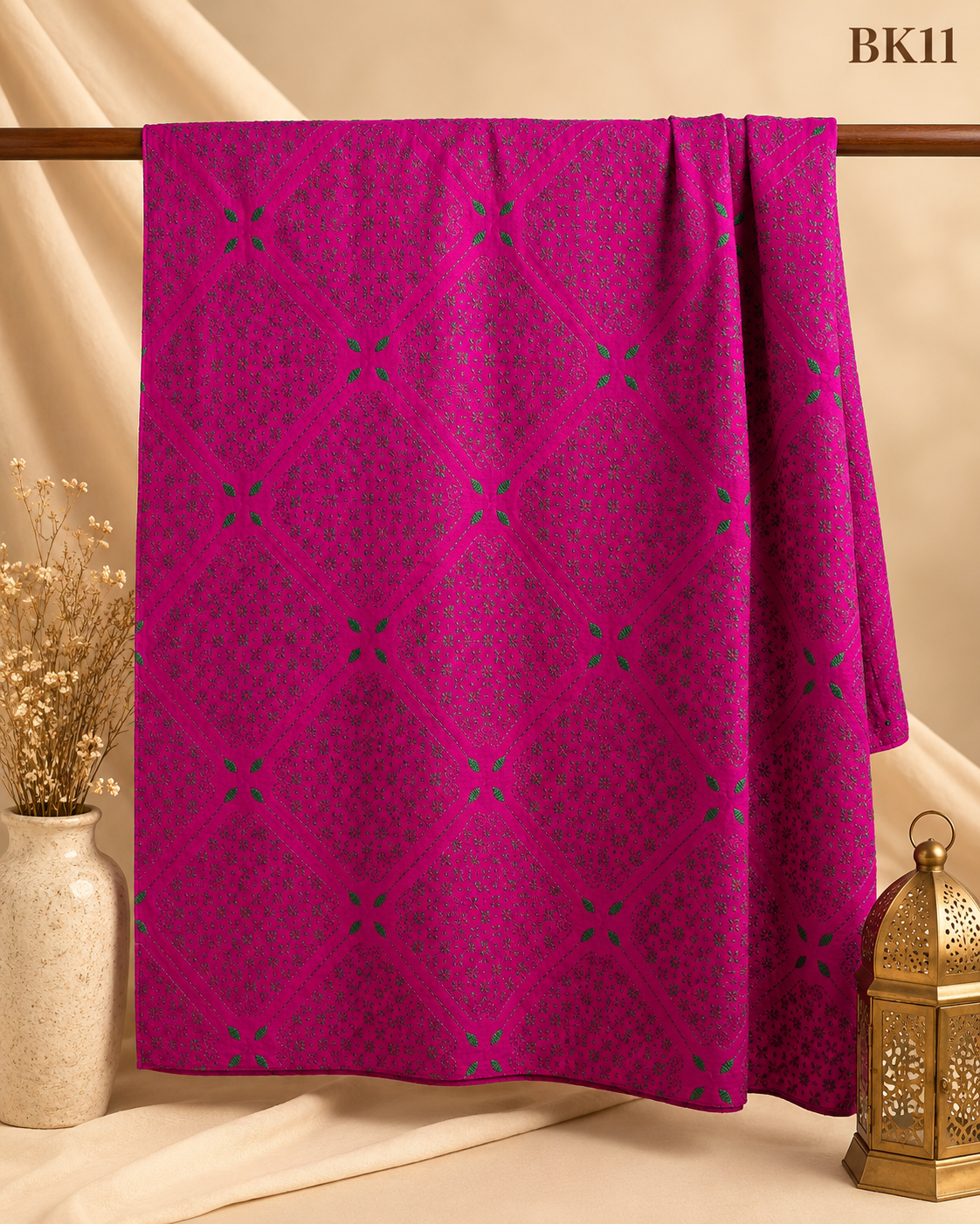 Bakulful Nakshi Kantha – Magenta Green Embroidery | BK11