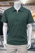 Men's Premium Zip Collar Patterned Polo T-Shirt 091