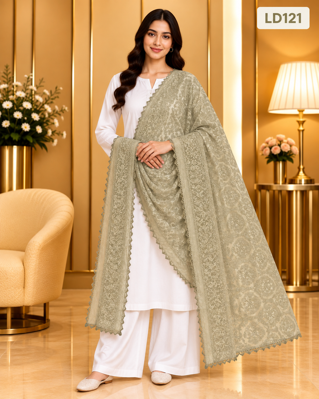 Premium Embroidered Ladies Dupatta-LD121