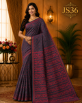 Midnight Navy Maroon Jamdani Saree-JS36