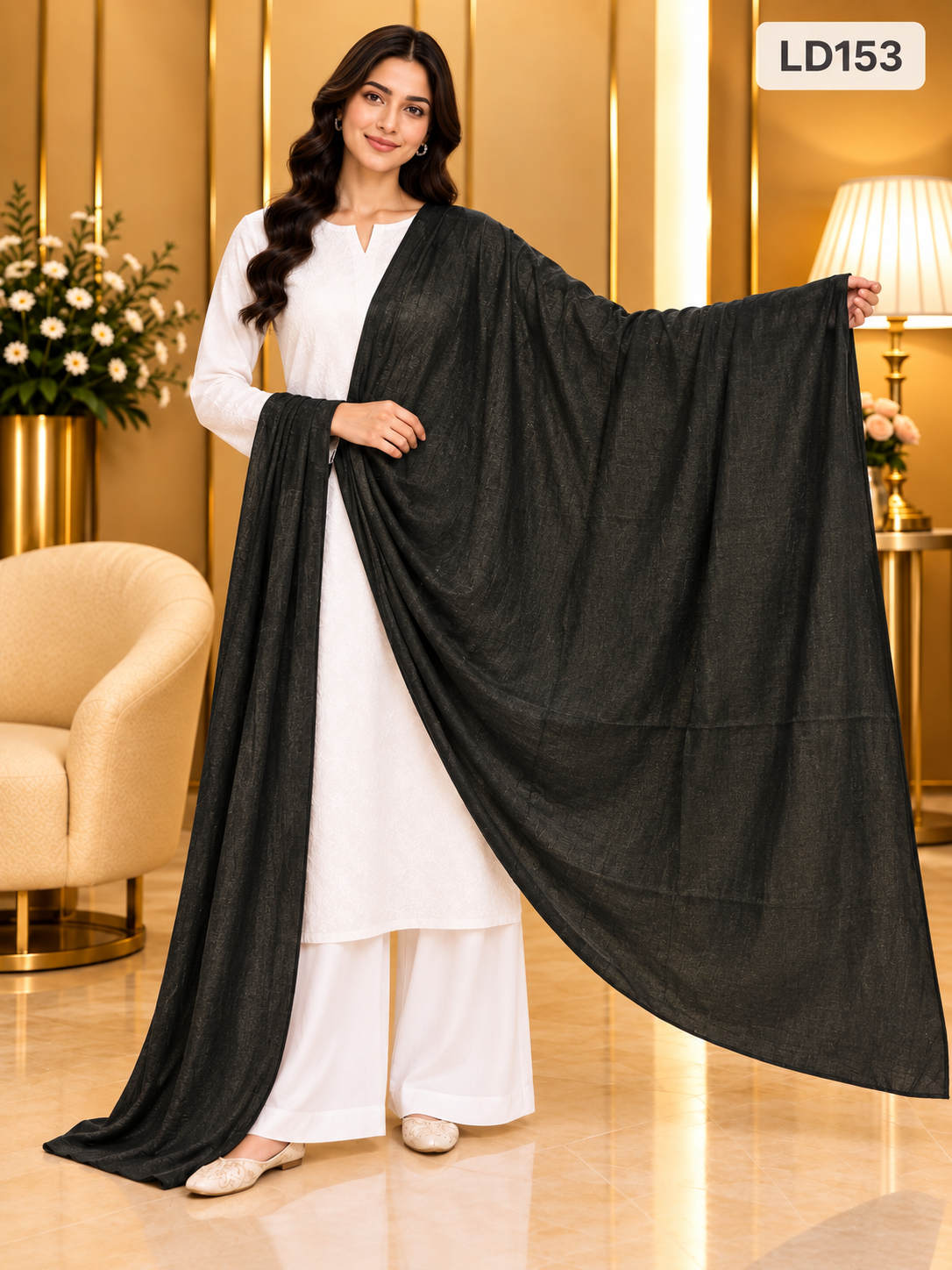 Premium Ladies Textured Shimmer Dupatta - LD153