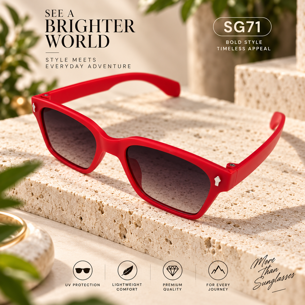 Premium Kids Bold Red Square Sunglasses – SG71