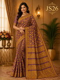 Plum Mustard Jamdani Saree-JS26
