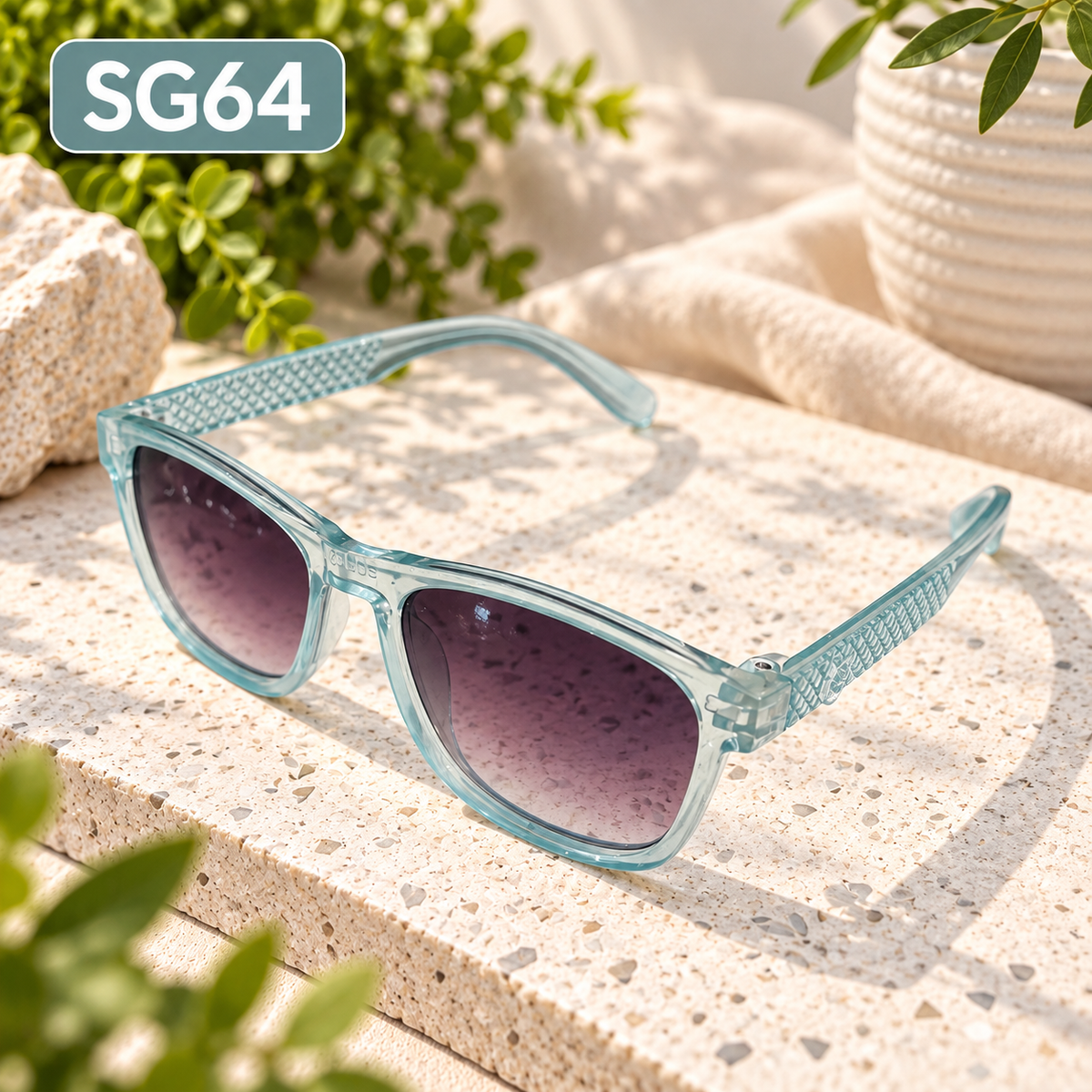 Premium Kids Transparent Aqua Blue Square Sunglasses – SG64