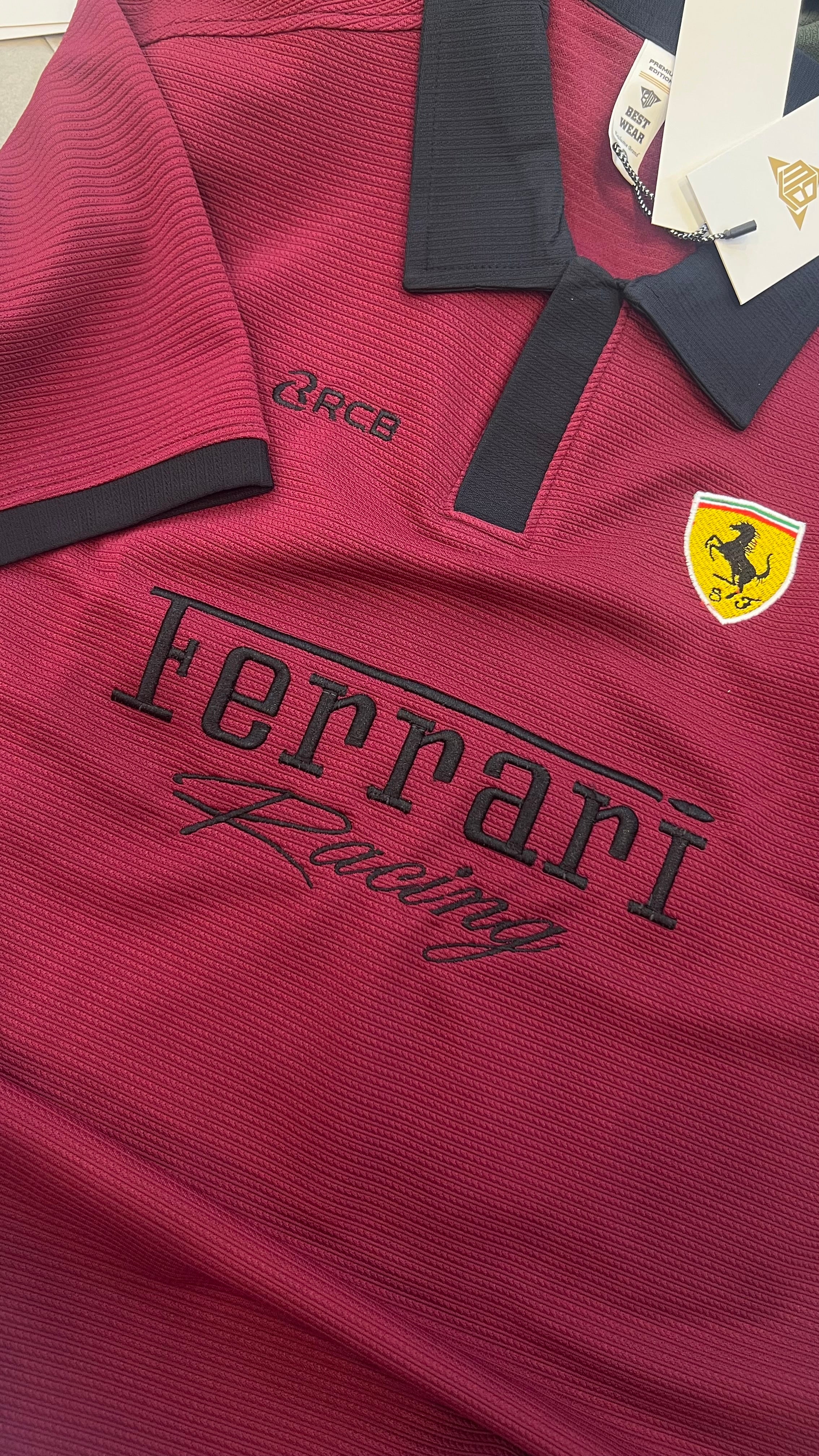 Ferrari Racing Performance Polo – Premium Athletic Collection (Grey & Maroon) 096