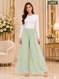 Luxury Mint Green Wide-Leg Palazzo Pants-LD07