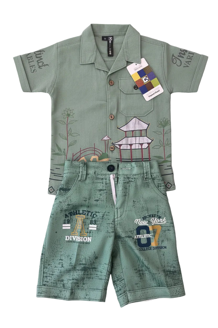 Boys Premium Stripe Shirt & Check Shorts Set B002