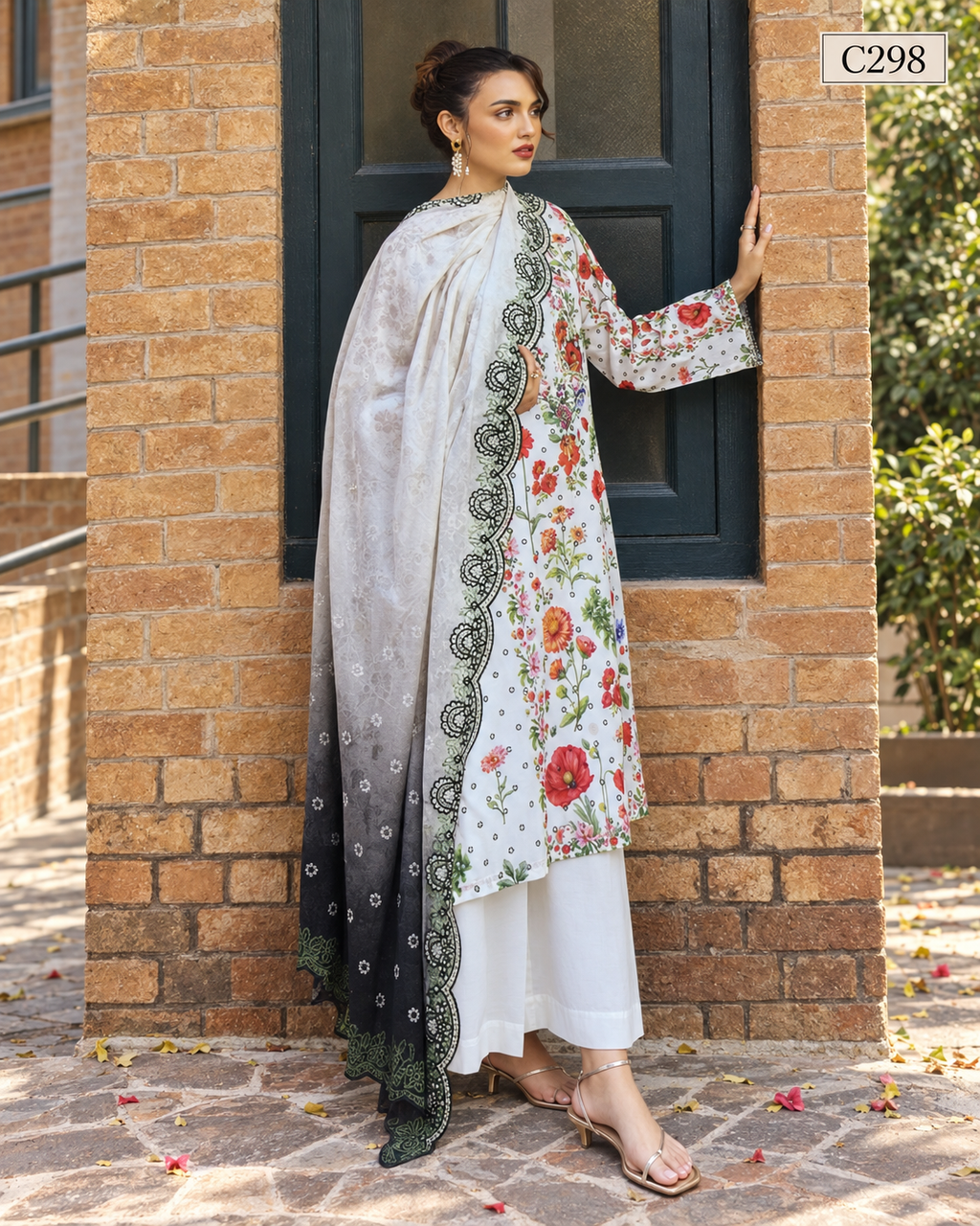 Premium Women's Floral Printed Three Piece Set – C298