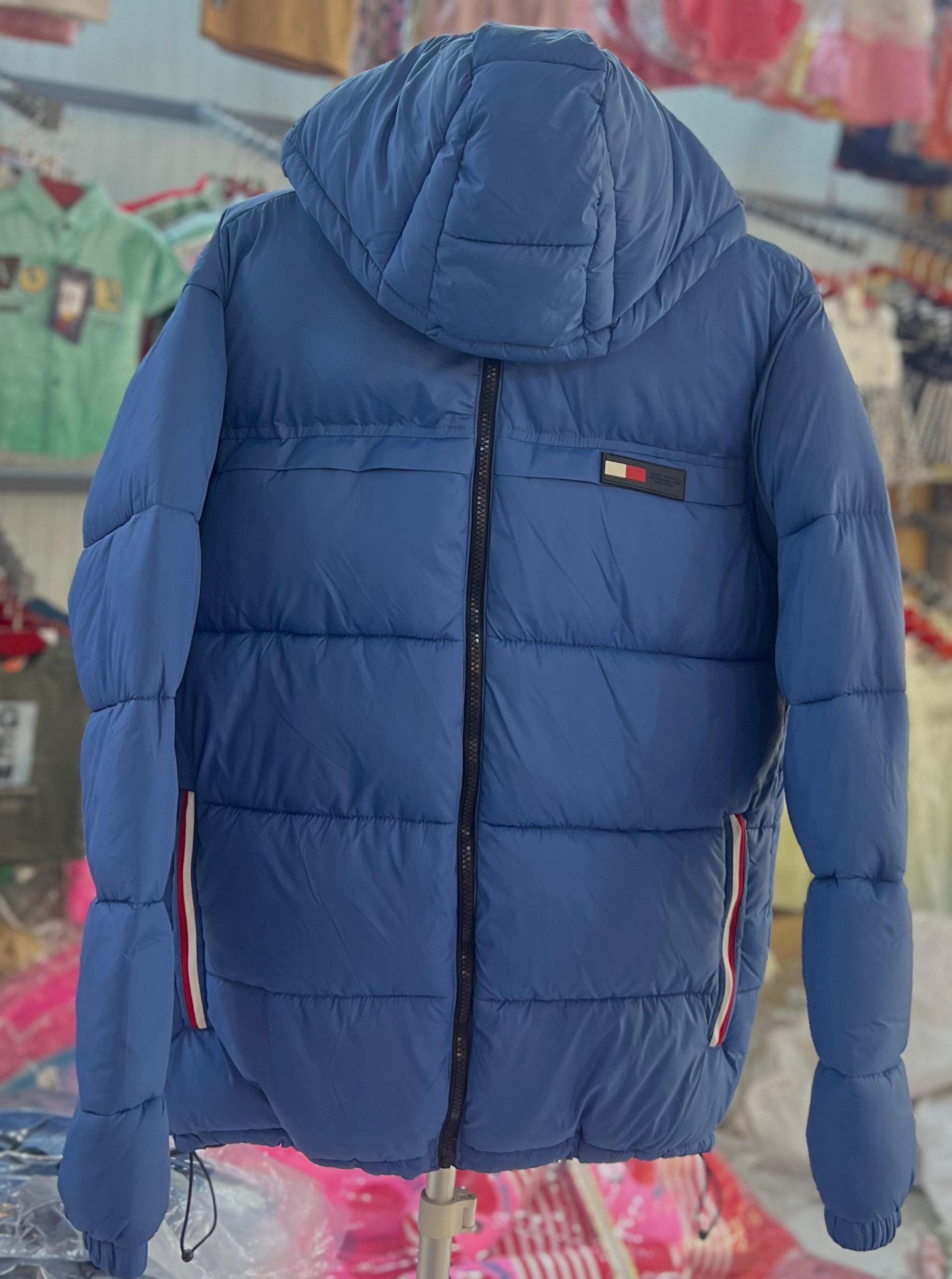 Men’s Hooded Puffer Jacket – Navy blue Winter Insulated Jacket